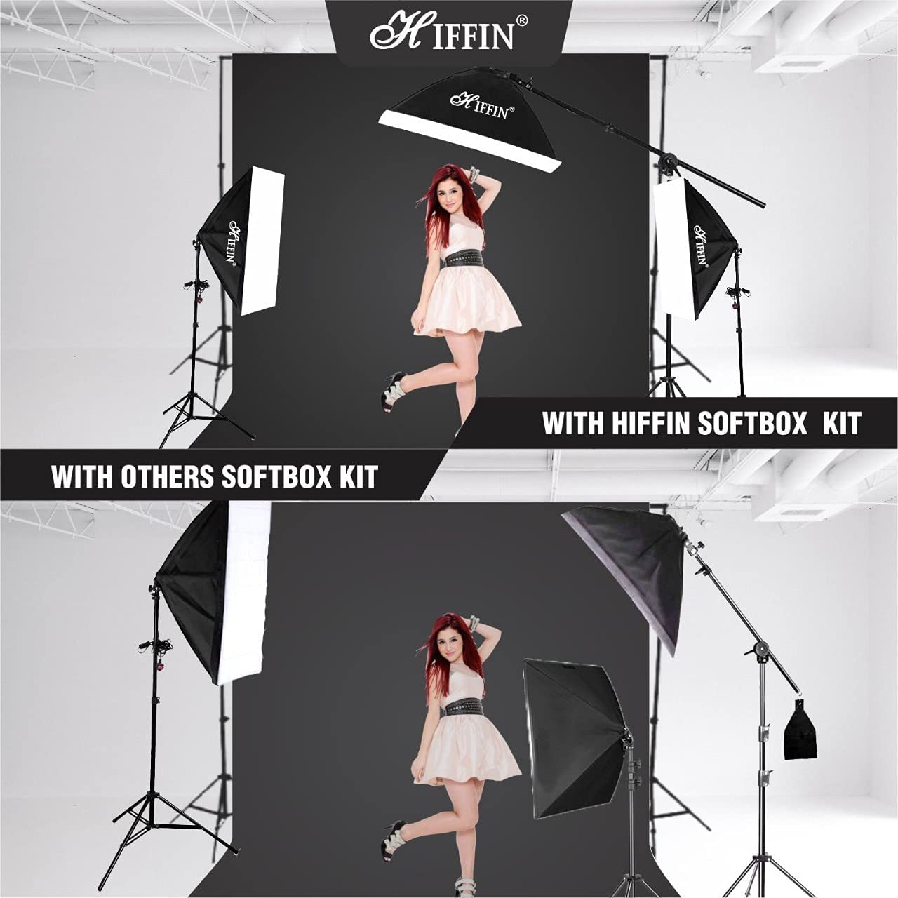 HIFFIN® 5 PRO Quadlux Mark III Soft Led Still & Video Light Softbox 3 Point Lighting Kit with Backdrop Stand, 9x10ft Photo Video Studio Muslin 1 x Curtain Black | Stand Backdrop Support System Kit