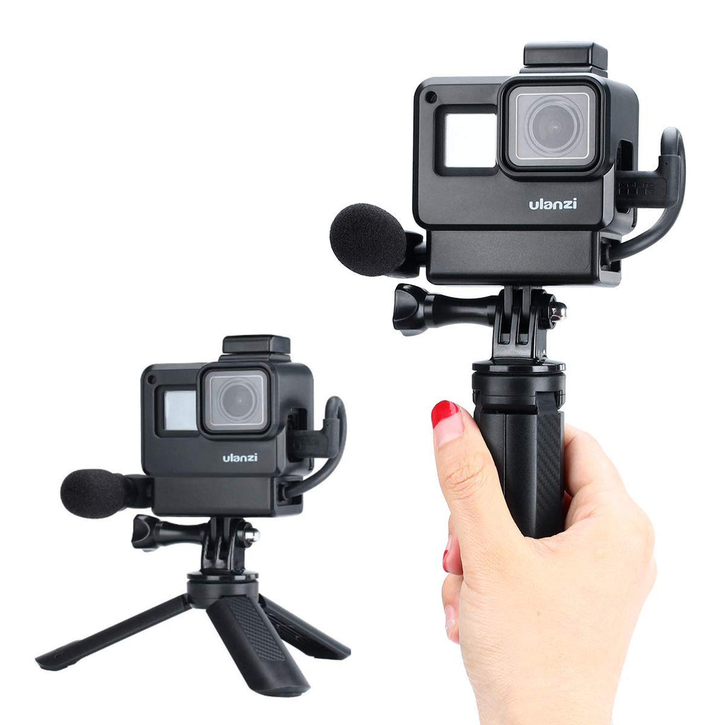 HIFFIN® V2 Protective Housing Case Vlogging Frame Cage Mount with Microphone Cold Shoe Compatible for GoPro Hero 7 6 5 Vlog Setup Action Camera Accessories