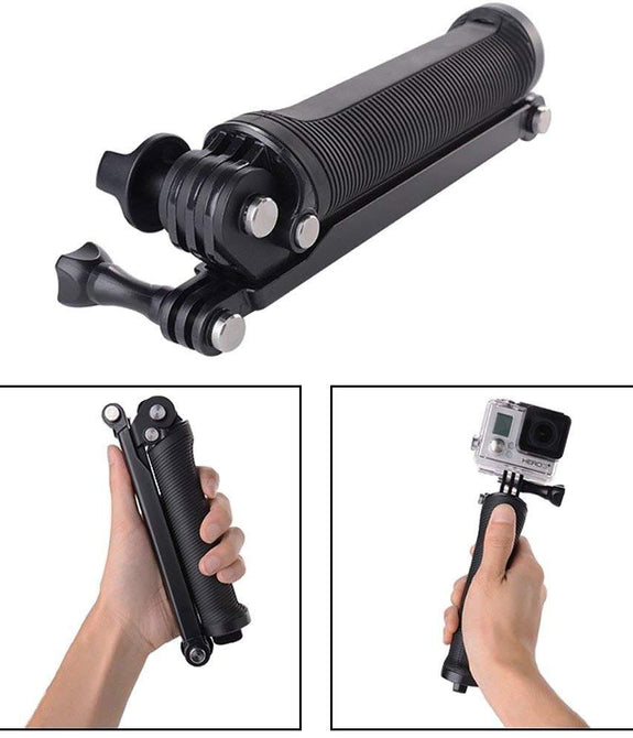 HIFFIN® 3-Way Monopod Grip Arm Tripod Foldable Selfie Stick, Stabilizer Mount Holder for GoPro Hero 9/8/7/6/5, SJCAM SJ6, SJ7, SJ5000,
