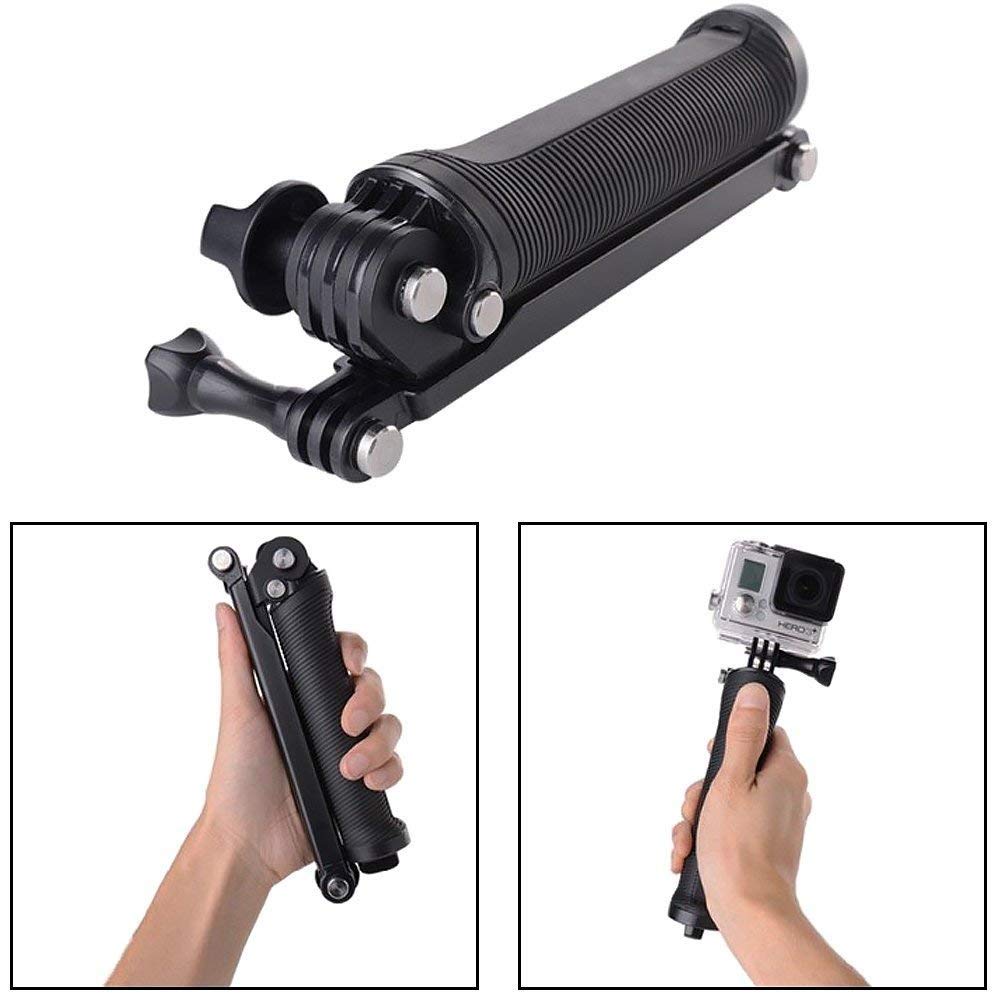 HIFFIN 3-Way Monopod Grip Arm Tripod Foldable Selfie Stick, Stabilizer Mount Holder for GoPro Hero 9/8/7/6/5, SJCAM SJ6, SJ7, SJ5000, Yi and All Action Cameras