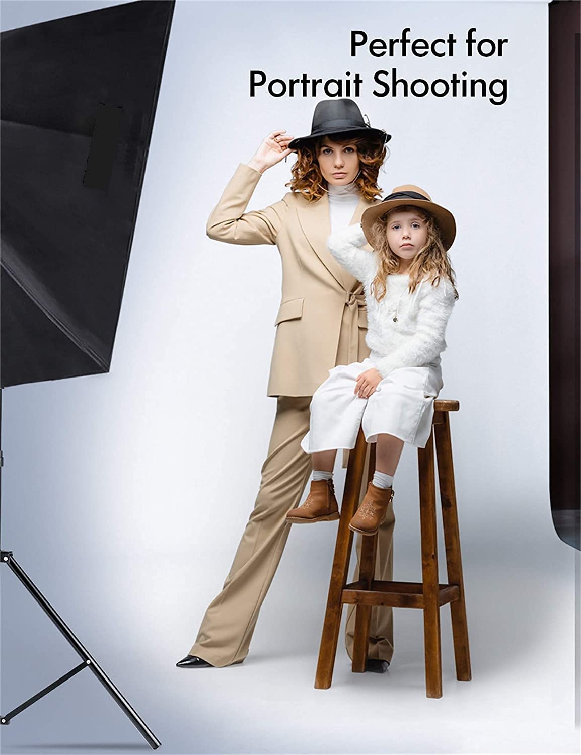 HIFFIN® Lighting Kit Adjustable Max Size 2.6Mx3M Background Support System 3 Color Backdrop Fabric Photo Studio Softbox Sets Continuous Umbrella Light Stand with Portable Bag