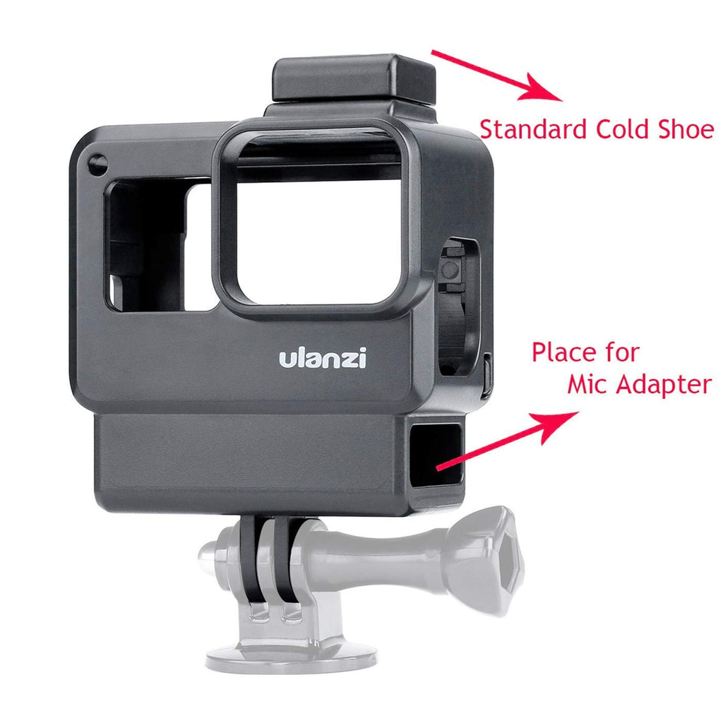 HIFFIN® V2 Protective Housing Case Vlogging Frame Cage Mount with Microphone Cold Shoe Compatible for GoPro Hero 7 6 5 Vlog Setup Action Camera Accessories