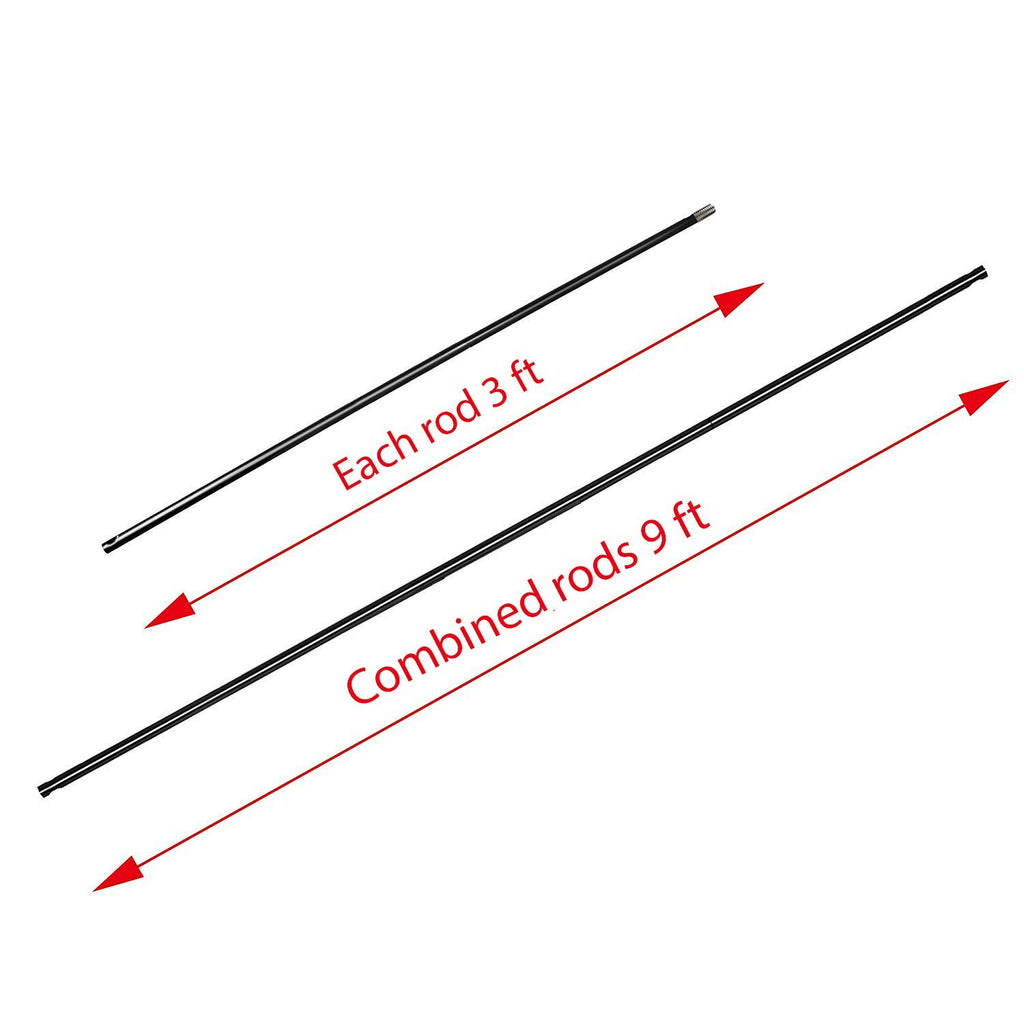 HIFFIN® Curtain Rods with Conversion Adapter Convert The Light Stand into a Background System 3 Feet Each Rod 3 Pcs Set (Curtain Rods with Conversion Adapter)