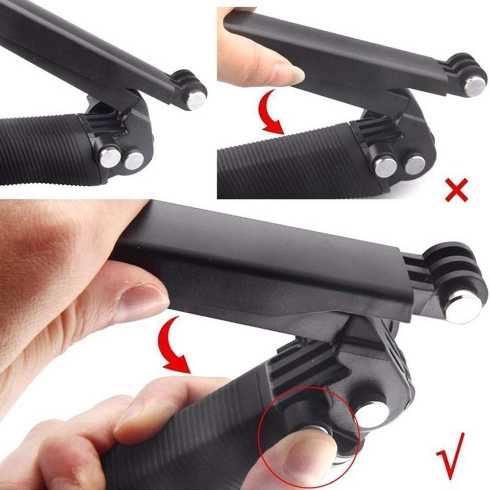 HIFFIN® 3-Way Monopod Grip Arm Tripod Foldable Selfie Stick, Stabilizer Mount Holder for GoPro Hero 9/8/7/6/5, SJCAM SJ6, SJ7, SJ5000, Yi and All Action Cameras