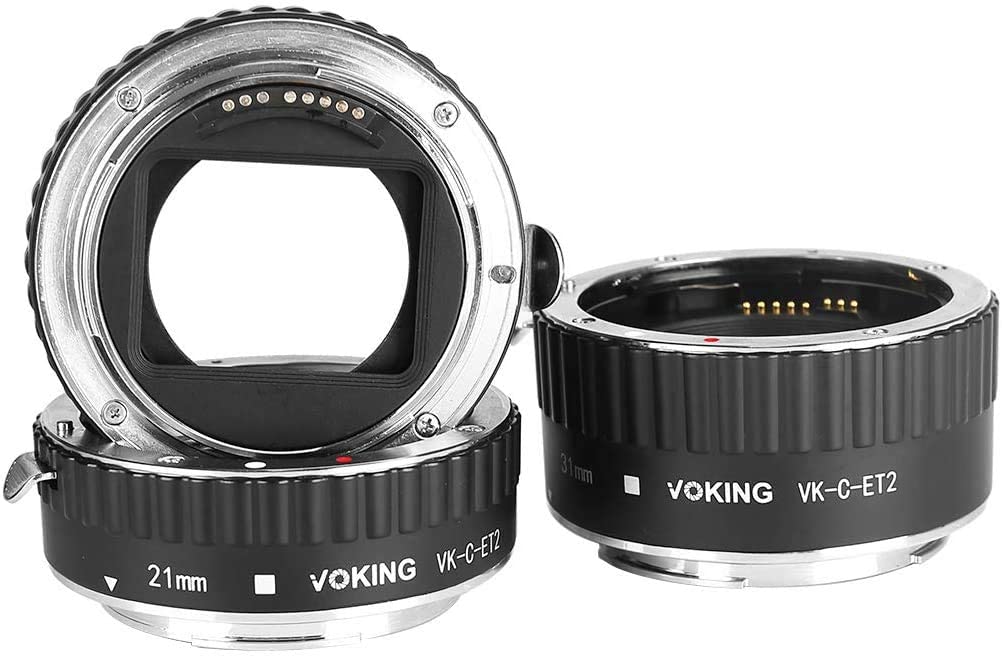 Voking VK-C-ET2 13mm 21mm 31mm Auto Focus Macro Extension Tube Set for Canon DSLR Cameras (Black)
