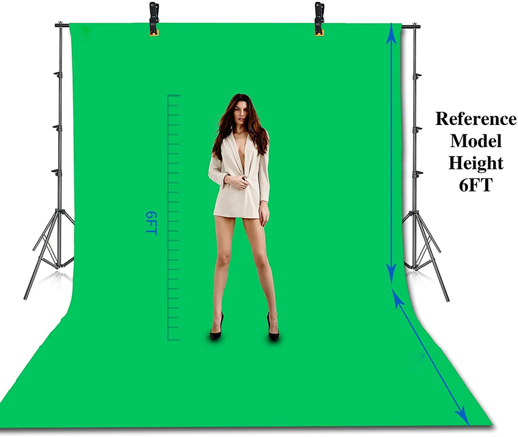 HIFFIN® 8 x 12 FT White | Black | Green LEKERA Backdrop Photo Light Studio Photography Background with 3 pcs Backdrop Support Spring Clamp 4.3"/11cm