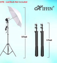 HIFFIN® E27 IV Point Studio Double Holder Kit Umbrella White + Studio Light Stand 9 FT Bulb Holder KIT Mark IV | 4 Double Holder | 4 Light Stand 9ft | 4 Umbrella |1 Boom