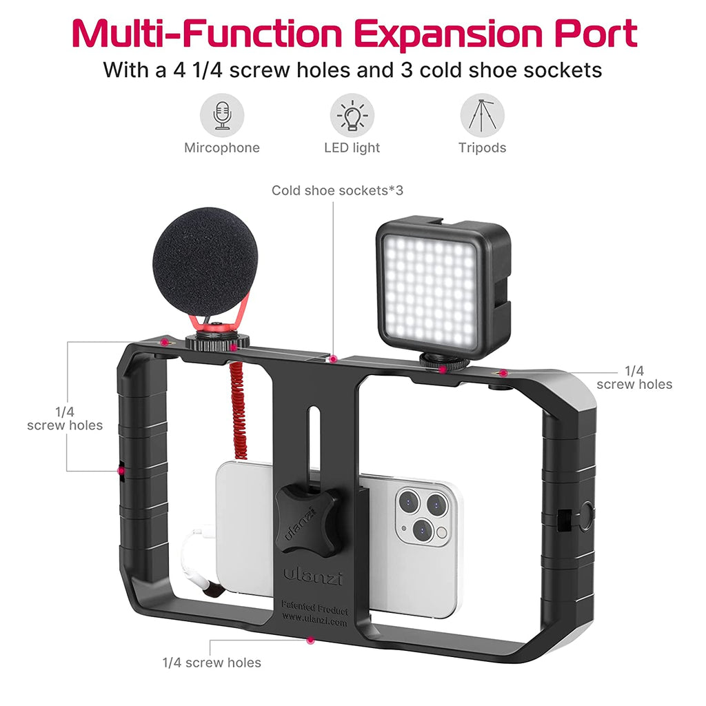 ULANZI U Rig Pro Smartphone Video Rig, Filmmaking Case, Phone Video Stabilizer Grip Tripod Mount for Videomaker Film-Maker Video-grapher for iPhone Xs XS Max XR iPhone X 8 Plus Samsung