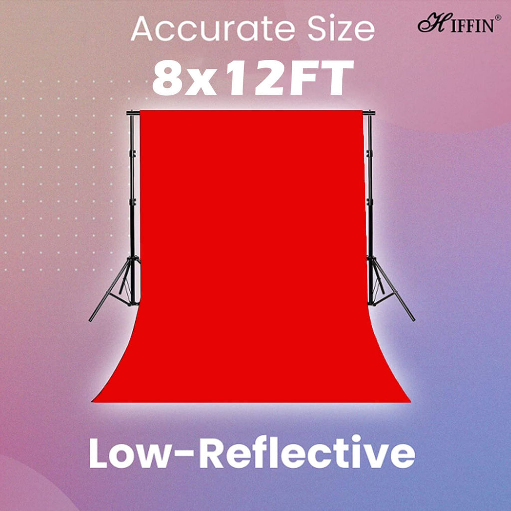 HIFFIN® RED 8X12FT Professional Backdrop for Background Photography Background Stand for Photo Light Studio Accurate Size 8x12ft