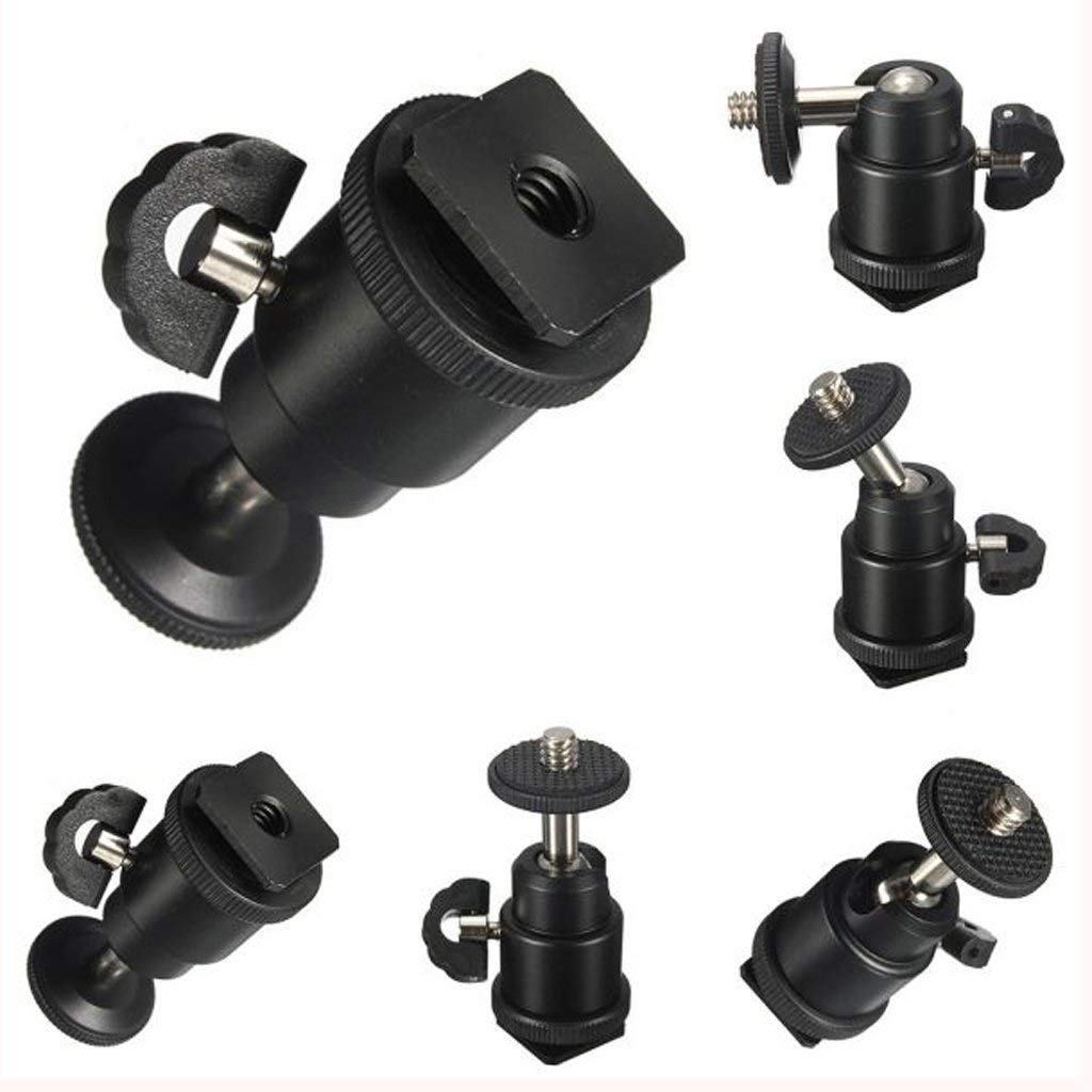 HIFFIN® 5 Pcs Combo Swivel Mini Ball Head 1/4" Screw 360 Degree Aluminum Alloy Body Rotating Swivel Mini Tripod Ball Head with 1/4" Screw Thread Base Mount for Lighter Camera Camcorder