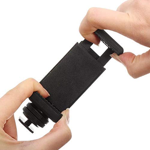 HIFFIN® 1/4" Phone Clip Holder + Hot Shoe Adapter Mount Screw for Camera Black for Sony Canon Nikon DSLR 1/4" Phone Clip Holder + Hot Shoe Adapter