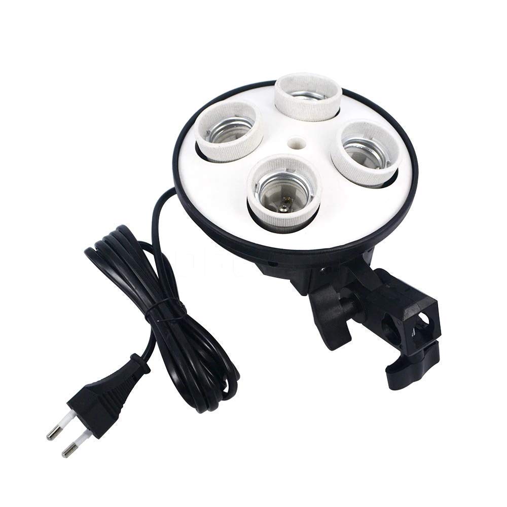 HIFFIN® Photography Photo Light Lamp Bulb Holder E27 Socket Bracket Studio EU Plug (E27 4 LAMP Holder)