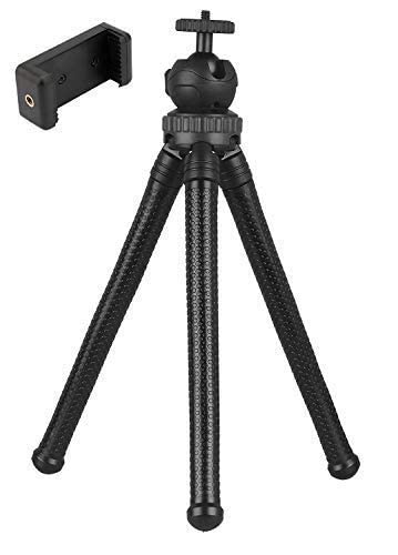 HIFFIN Flexible Gorillapod Tripod with 360° Rotating Ball Head Tripod for All DSLR Cameras(Max Load 2.5 kgs) & Mobile Phones + Free Heavy Duty Mobile Holder(Black) (12 Inch, Black)