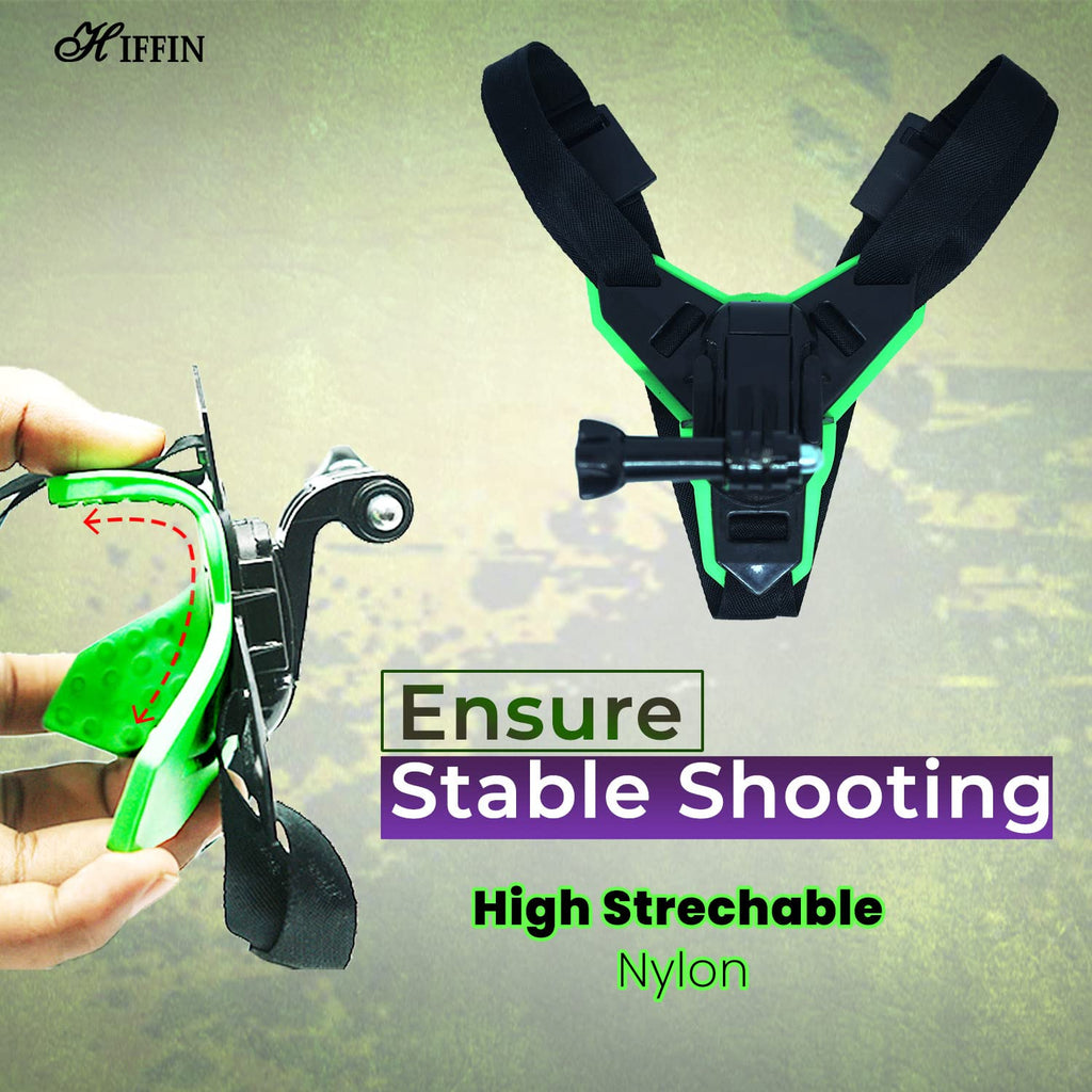 HIFFIN® Green Helmet Chin Strap Mount Compatible with Gopro Hero 9/8/7/6,SJCAM, Yi, DJI Osmo Action & Other Action Cameras