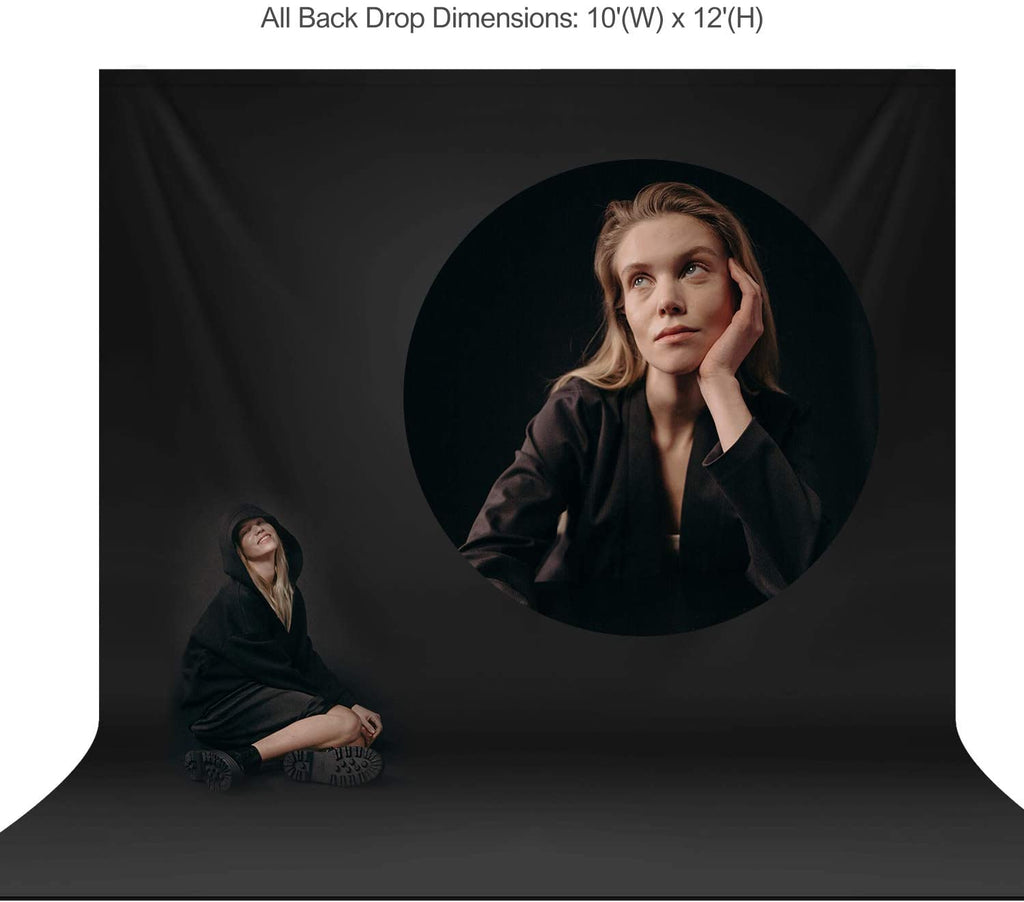 HIFFIN® 8 x 12 FT 3 PCS | Black | White | Green LEKERA Backdrop Photo Light Studio Photography Background