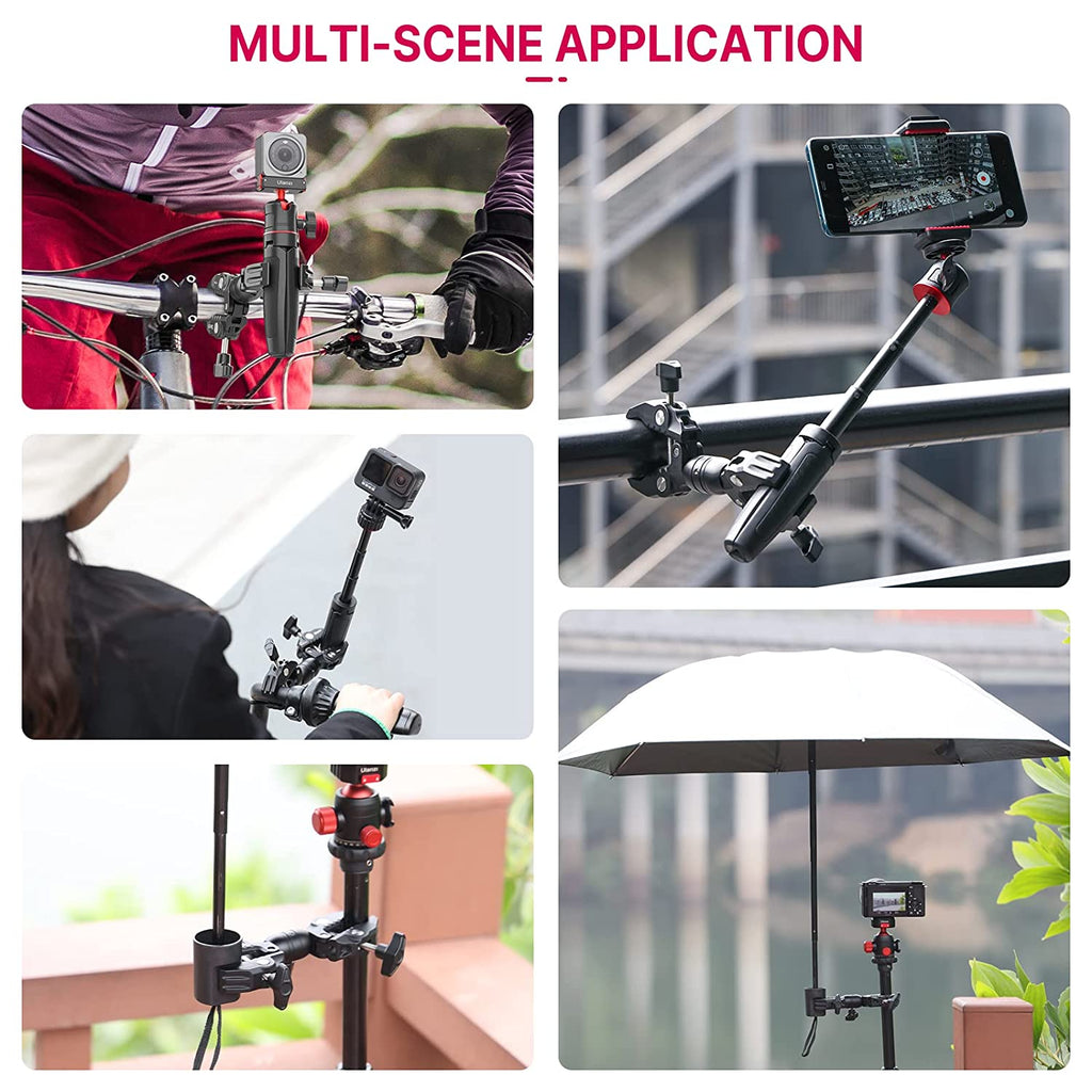 ULANZI Super Clamp Double Camera Clamp, R096 Crab Plier Clip Bracket Mount Monitor Magic Arm Double Ball Head Adapter for Photo Studio Light Stand, Photography Reflector, Photo Boom Stand, Cross Bars