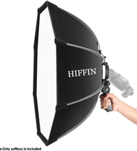 HIFFIN® Octagonal Softbox with S-Type Bracket Holder (with Bowens Mount) and Carrying Bag for Speedlite Studio Flash Monolight, Portrait and Product Photography (120 cm)