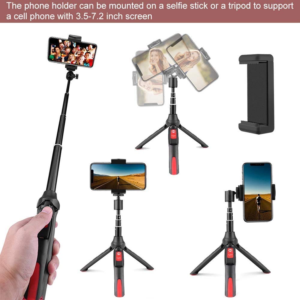 HIFFIN® Cell Phone Holder Clip and Ball Head Adapter Set for Tripod and Selfie Stick with 1/4 Screw, Universal Tripod Mount, Camera Tripod Ball Head, 360 Degree Swivel Cell Phone Tripod Mount Set