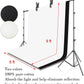 HIFFIN®Daylight Umbrella Continuous Lighting Kit, 8x14ft Background Support System with 2 Muslin backdrops (Black and White) for Photo Studio & 18 W Bulb Product, Portrait and Video Shoot Photography