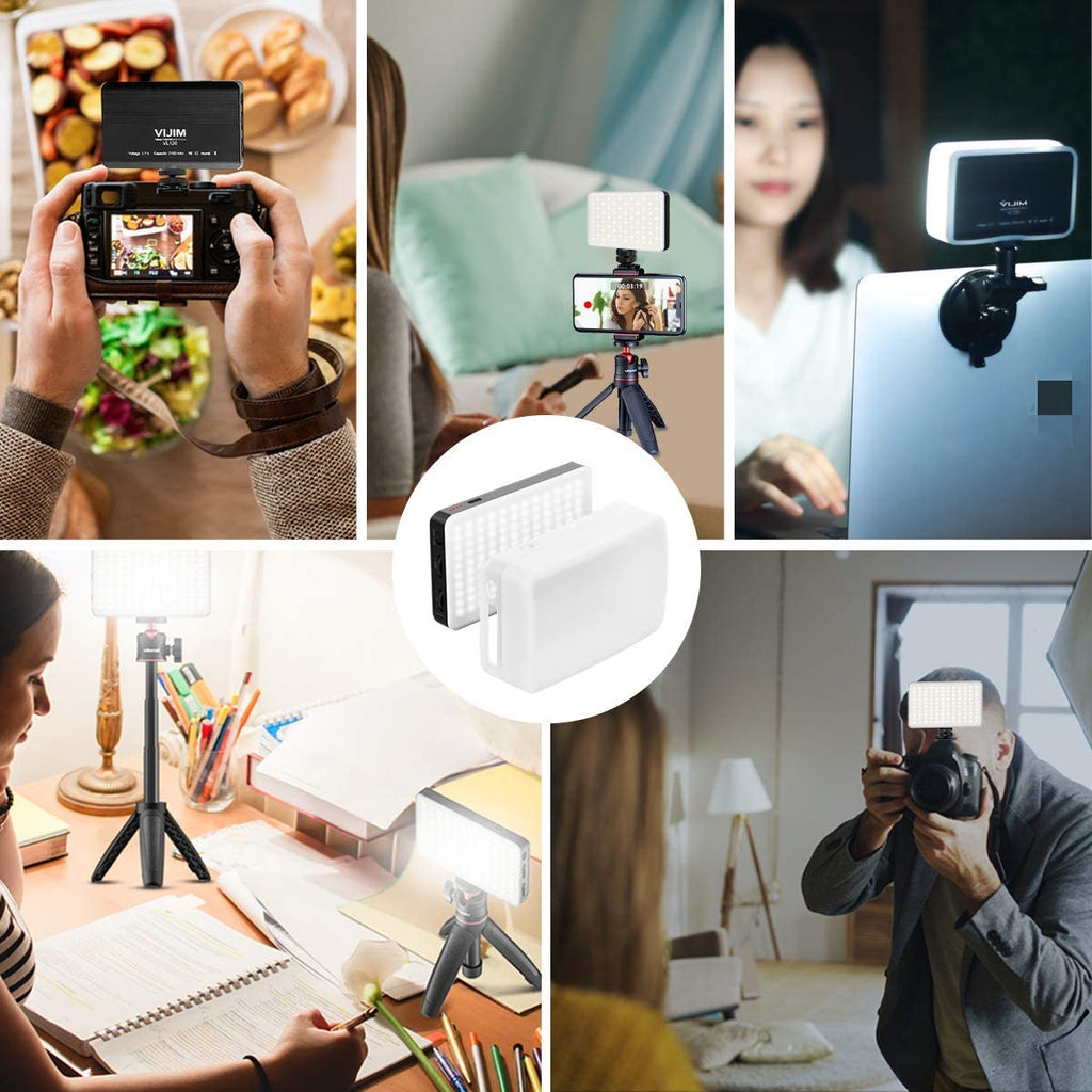 VIJIM VL120 LED on Camera Video Light,Mini Bi-Color LED Camera Light,Portable Photography Lighting w 6 Color Filters, 3100mAh Rechargeable CRI 95+ 3200K-6500K Dimmable LED Panel Light for DSLR Camera
