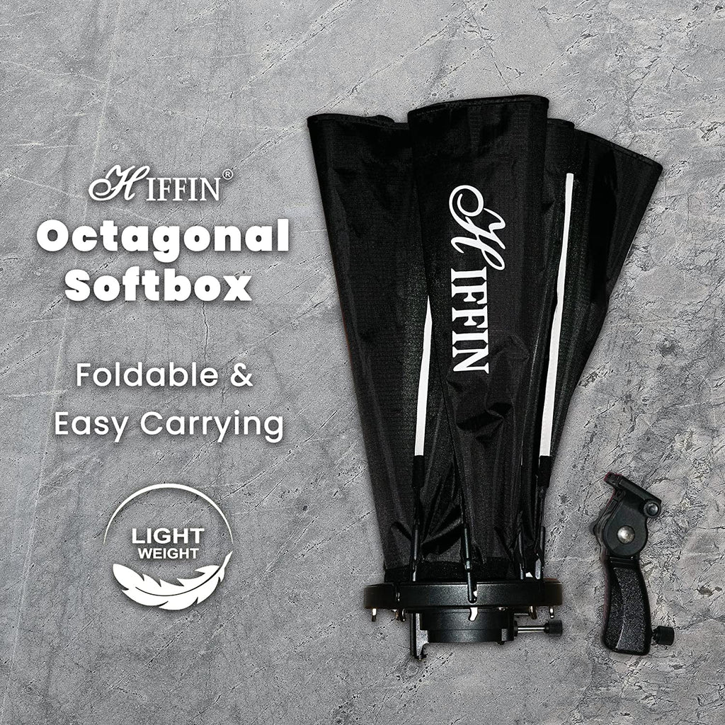 HIFFIN® 120 CM Octagonal Softbox with S-Type Bracket Holder (with Bowens Mount) and Carrying Bag for Speedlite Studio Flash Monolight, Portrait and Product Photography