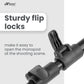 HIFFIN® 152cm Monopod Universal 5ft max length ,min length 21ft with soft non-slip sponge, 4 section tube, universal camera adaptor, screw hole at bottom and security locking in black color