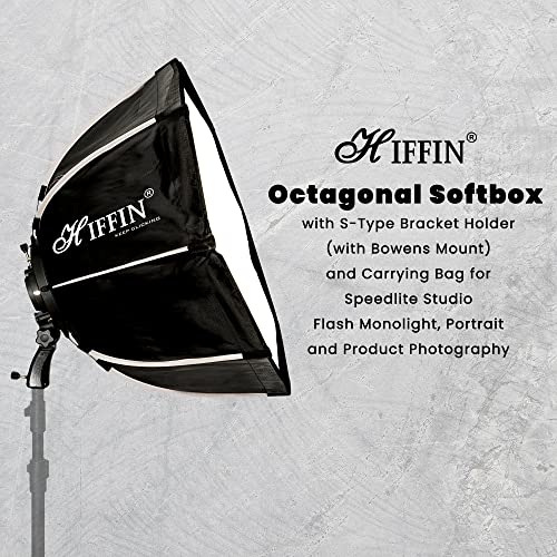 HIFFIN® (55cm) Lightweight & Portable Soft Box Comes with S2 Type Bracket & 2 Diffuser Sheets | Carrying Case | Compatible with All Flash Speedlights (Octagonal Softbox 55 cm)…