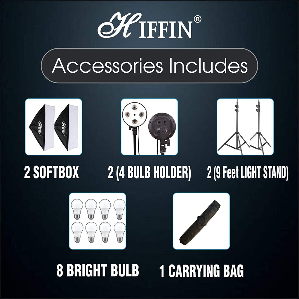 HIFFIN® PRO Quadlux Mark II Soft Led Still & Video Light Softbox Double Kit with AC Power, YouTube Shooting, Videography, Portrait, Product...