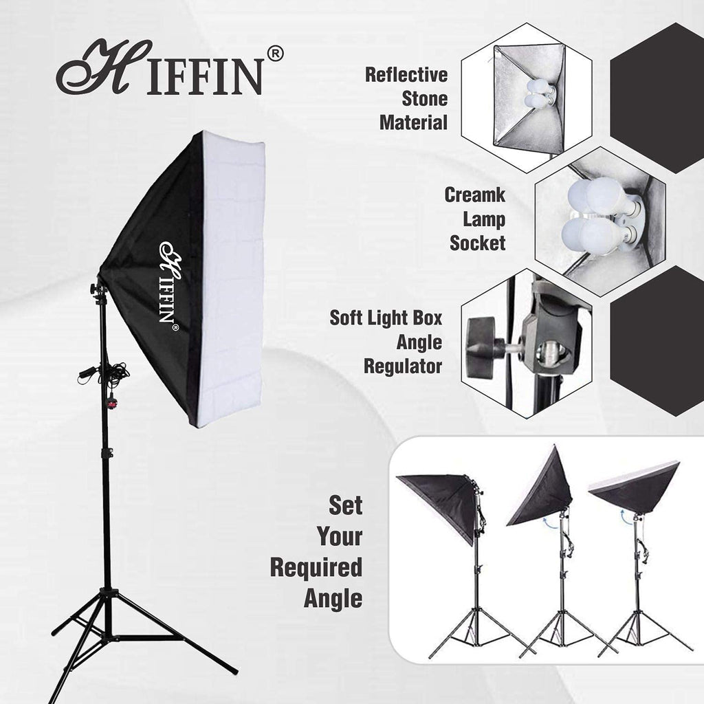HIFFIN® Lighting Kit Adjustable Max Size 2.6Mx3M Background Support System 3 Color Backdrop Fabric Photo Studio Softbox Sets Continuous Umbrella Light Stand with Portable Bag