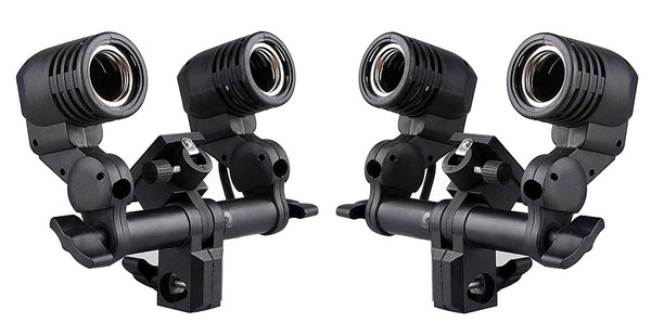 HIFFIN® Branded E27 Double Light Combo Socket with Light Stand Swivel Mount & Umbrella Holder for Photography, Film, & Video Studio