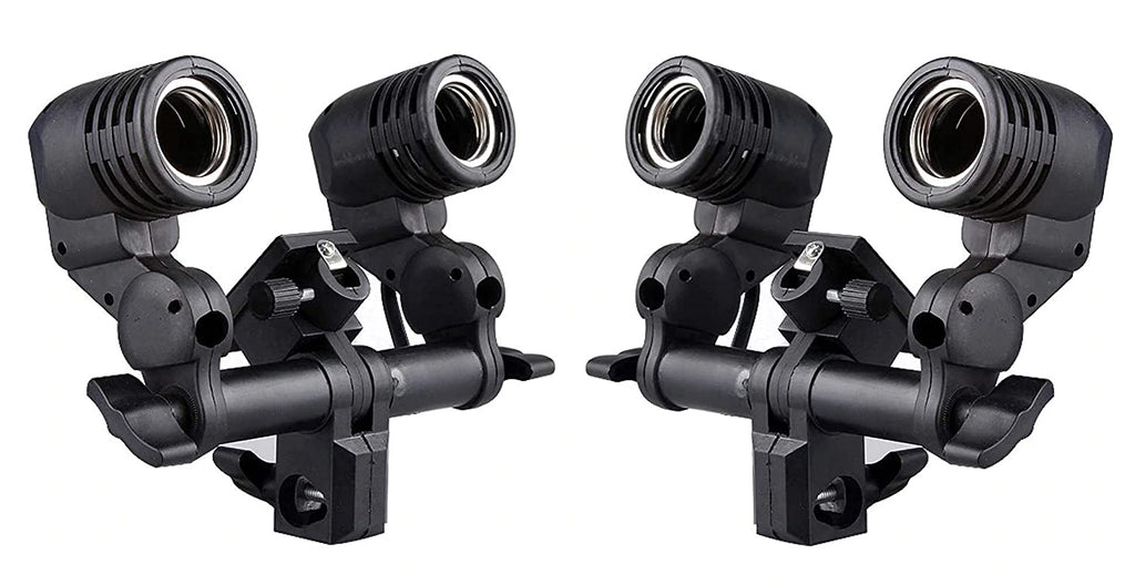 HIFFIN® Branded E27 Double Light Combo Socket with Light Stand Swivel Mount & Umbrella Holder for Photography, Film, & Video Studio
