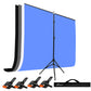 HIFFIN® Black|White|Gray|Blue Screen Backdrop 6x10 ft with Stand -6x9FT Photography Backdrop with 1PC 6.5FT T-Shape Backdrop Stands, 4PCs Spring Clamps, 1PCs Carry Bag