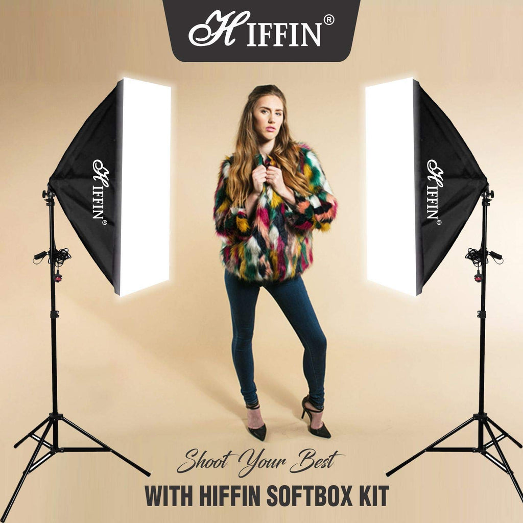 HIFFIN® 5 PRO Quadlux Mark II Soft Led Still & 8.5 x 10 ft Background Support System Kit Video Light Softbox with AC Power, YouTube Shooting,...