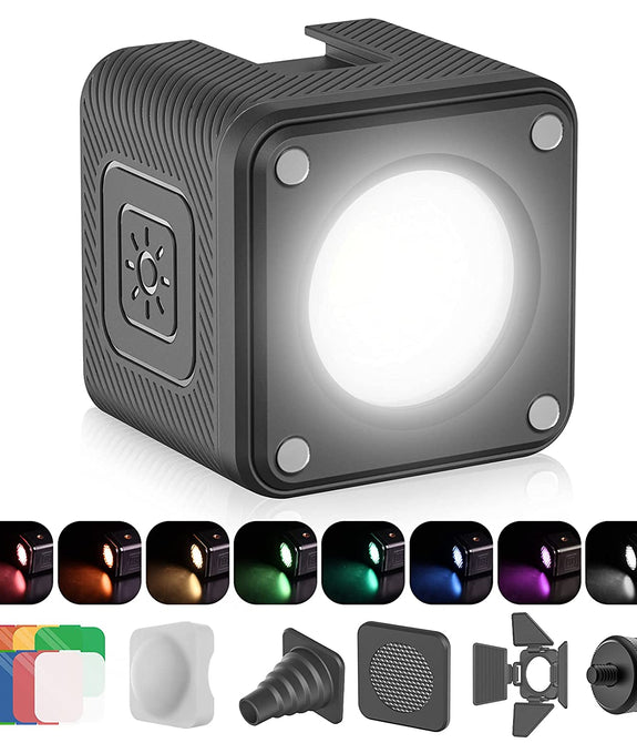 ULANZI LED Video Light Waterproof IP68 Camera Lighting Kit with 8 Color Gel Filters, Dimmable Portable Light 5500K CRI95+ for DSLR Camera Sony Canon Nikon GoPro Drones, Black