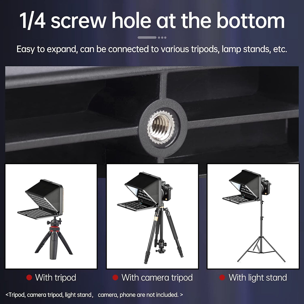 LENSGO TC7 8” Teleprompter for iPad Tablet Smartphone DSLR Camera w/Remote Control, APP Compatible with iOS & Android System for Online Teaching Vlog Live Streaming Interview, Fold in One Sec (Black)