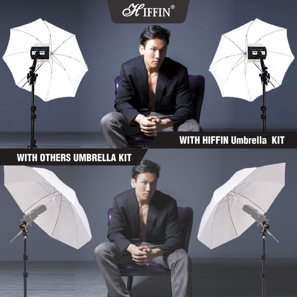 HIFFIN® Studio Home 33 Umbrella Stand Setup with S1 Pro Bracket Umbrella Adapter B-Bracket and Stand Double Set with Continuous/Video Light with 1000...