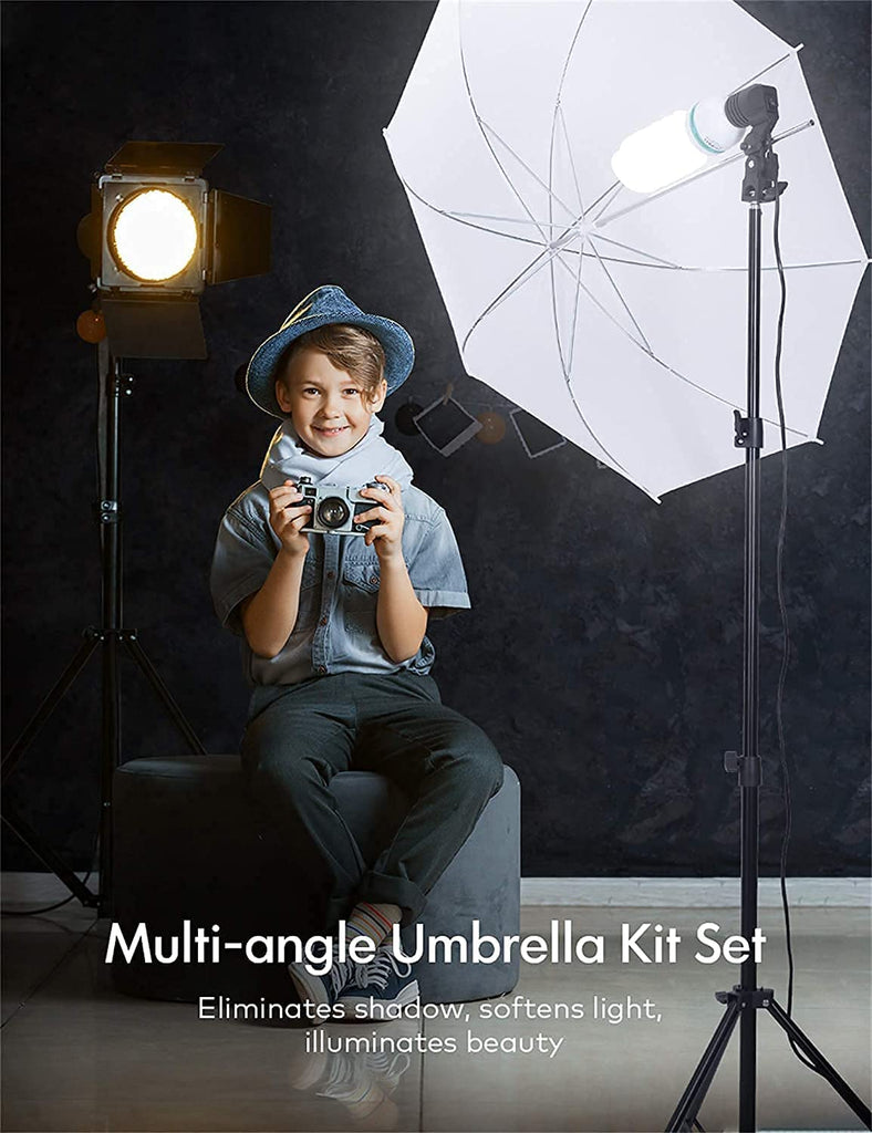 HIFFIN® Lighting Kit Adjustable Max Size 8x14ft Background Support System 1 Green Color Backdrop Fabric Photo Studio Softbox Sets Continuous Umbrella...