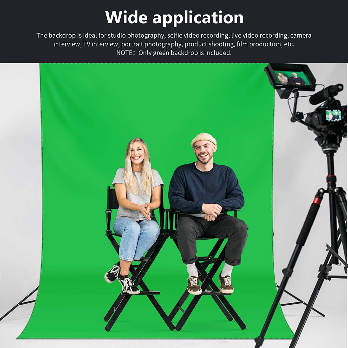 Hiffin Green Backdrop Background 203.2MM X 304.8MM (8x12 Ft) for Studio - Camera Accessory Set of 3