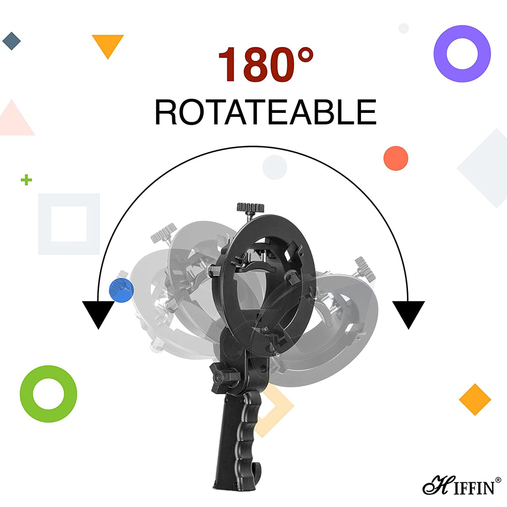 HIFFIN® S-Type Bracket Holder with Bowens Mount Kit with 9ft Light Stand Mark III for Speedlite Flash Snoot Softbox Beauty Dish Reflector Umbrella 9ft Light Stand| Umbrella |Carry Bag