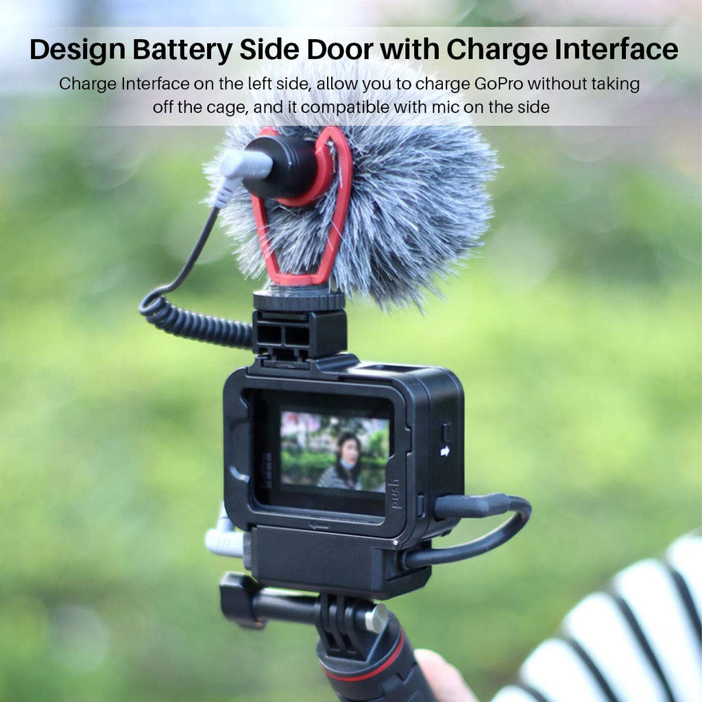 HIFFIN® G8-9 Plastic Vlog Case for Gopro 8 Cold Shoe Mount 52MM Filter Adapter Ring Battery Mic Adapter for Gopro 8 Vlog