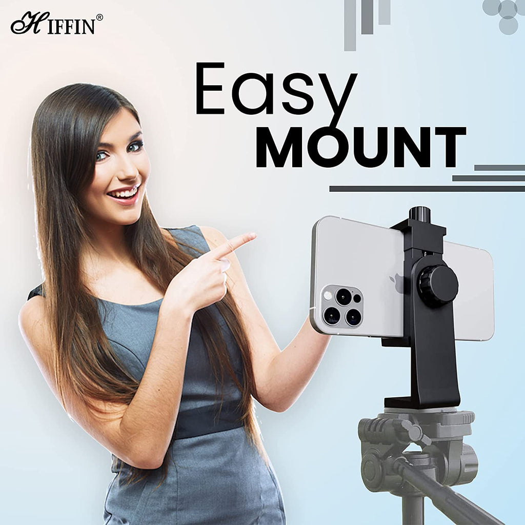 HIFFIN® Universal 360° Rotating Vertical Mobile Tripod Monopod Mount Supports Width Upto 2.3-4.1 Inches Smartphones (Mobile Phone Tripod Mount 360 Rotation)