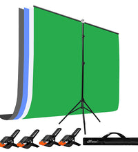 HIFFIN® Gray|White|Green|Blue Screen Backdrop 6x10 ft with Stand -6x9FT Photography Backdrop with 1PC 6.5FT T-Shape Backdrop Stands, 4PCs Spring Clamps, 1PCs Carry Bag