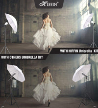 HIFFIN®Photography Photo Video Studio Background Stand Support Kit with Muslin Backdrop Kits (White Black),Daylight Umbrella Lighting Kit(E27 Single...