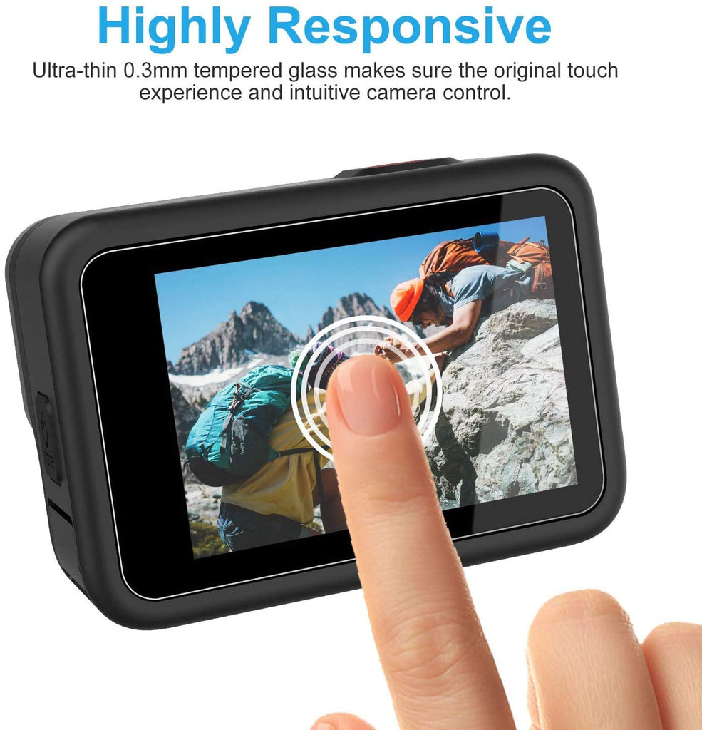 HIFFIN® Tempered Glass Screen Protector for GoPro Hero 9 Action Camera (Transparent) Edge to Edge Full Screen Coverage, Complete Set of 3 Glass