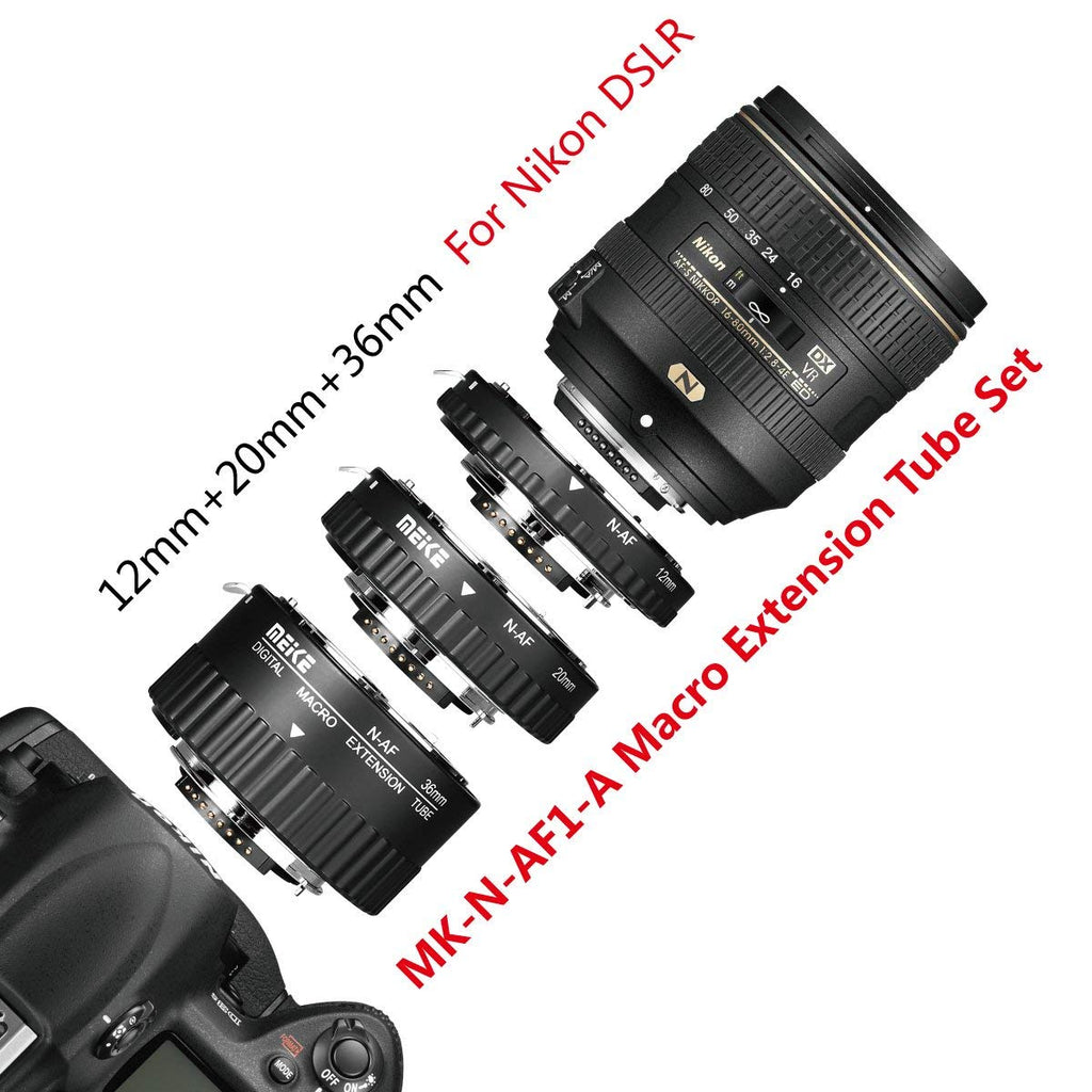 MEIKE MK-N-AF1-A Macro Electronic Mount Auto Foucs Macro Metal Extension Tube Adapter For Nikon DSLR Camera D80 D90 D300 D300SD800 D3100 D3200 D5000 D51000...