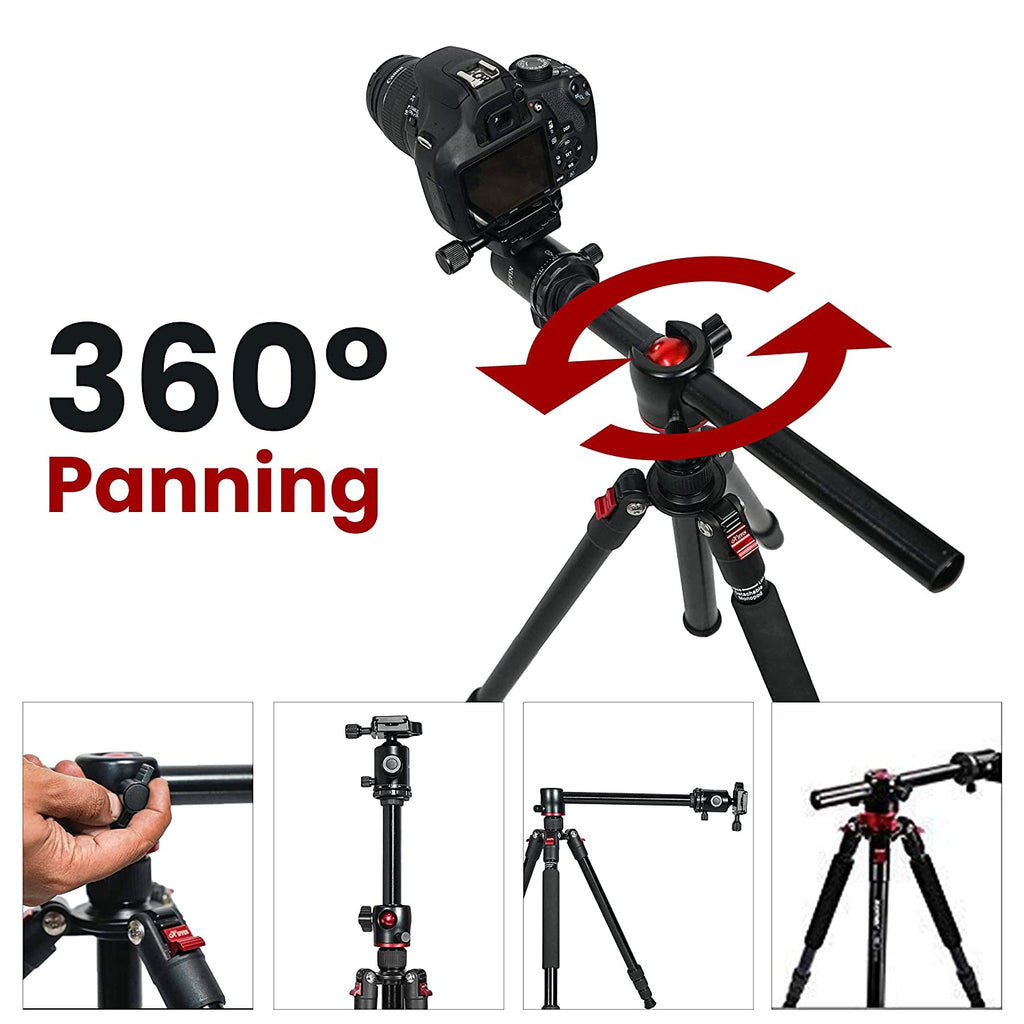 HIFFIN HF-550 Tripod, 65" Special Quality Camera Tripod for Canon Nikon DSLR, Aluminum Alloy Tripod with 360 Degree Ball Head, Professional Tripod for Travel and Work