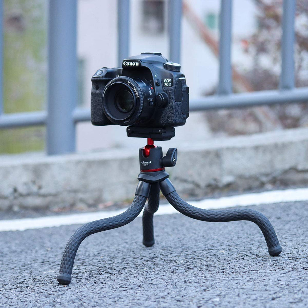 Ulanzi Camera Tripod, Mini Flexible Tripod Stand with Hidden Phone Holder w Cold Shoe Mount, 1/4'' Screw for Magic Arm, Universal for iPhone 11 Pro Max XS Max X 8 7 Samsung Canon Nikon Sony Cameras