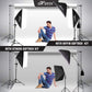 HIFFIN® Photography 5 Point Lighting Kit Background Support System with 1 White Color Backdrop, 2 Umbrella, 3 Softbox, Continuous Lighting Backdrop Kit...