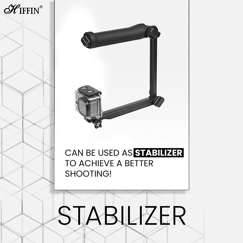 HIFFIN® 3-Way Monopod Grip Arm Tripod Foldable Selfie Stick, Stabilizer Mount Holder for GoPro Hero 9/8/7/6/5, SJCAM SJ6, SJ7, SJ5000, Yi and All Action Cameras