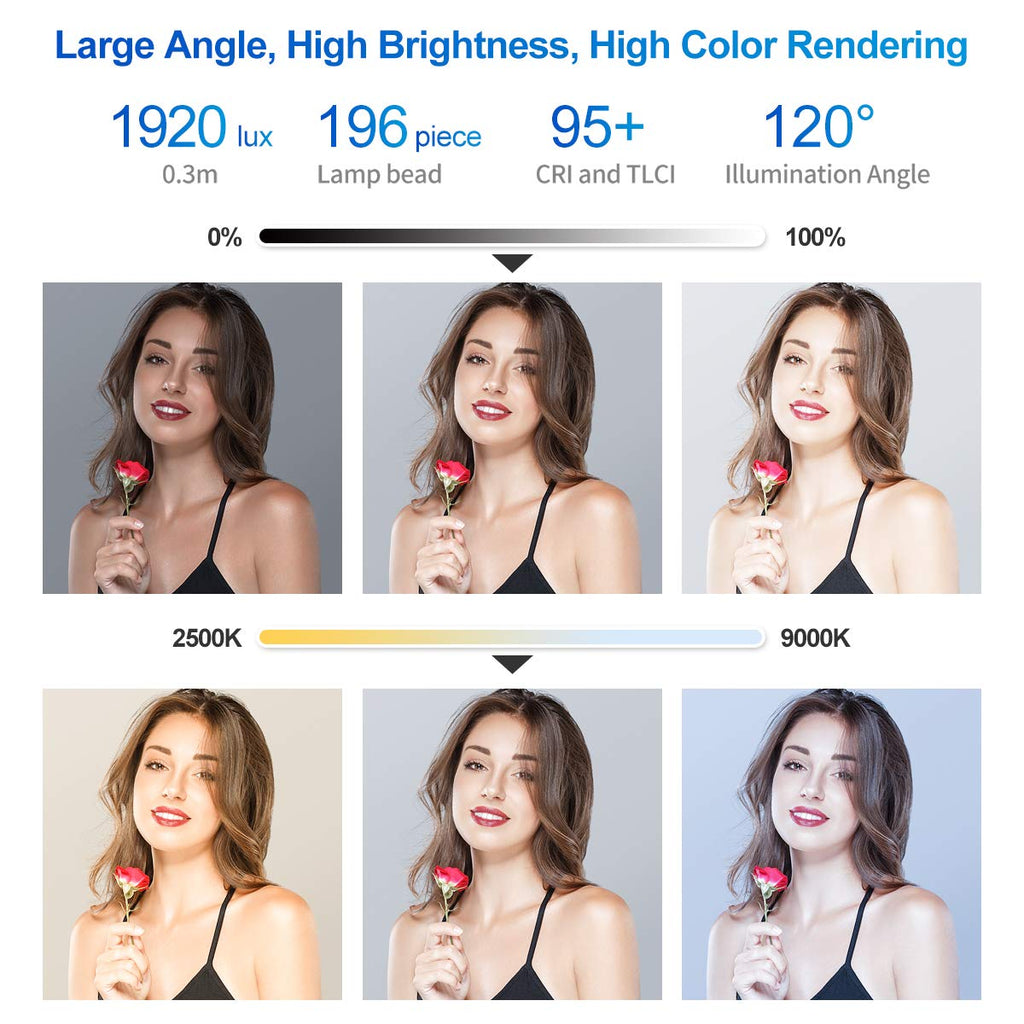 VIJIM VL196 RGB LED Video Light with Adjustable Stand,2500K-9000K Full Color 20 Lighting Effect Modes Ultra Bright Camera Lighting with Soft Light Board and Honeycomb Frame for Vlogging,Video Shooting